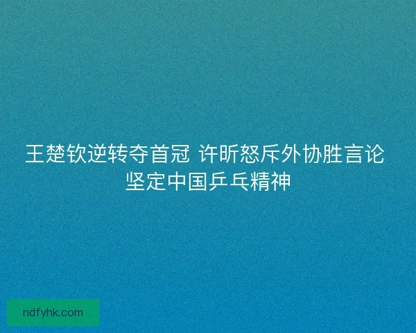 王楚钦逆转夺首冠 许昕怒斥外协胜言论 坚定中国乒乓精神