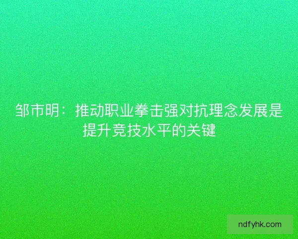 邹市明：推动职业拳击强对抗理念发展是提升竞技水平的关键